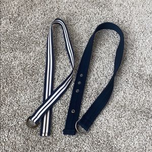 Kids Navy and White Striped Elastic Belt Set - Classic Casual